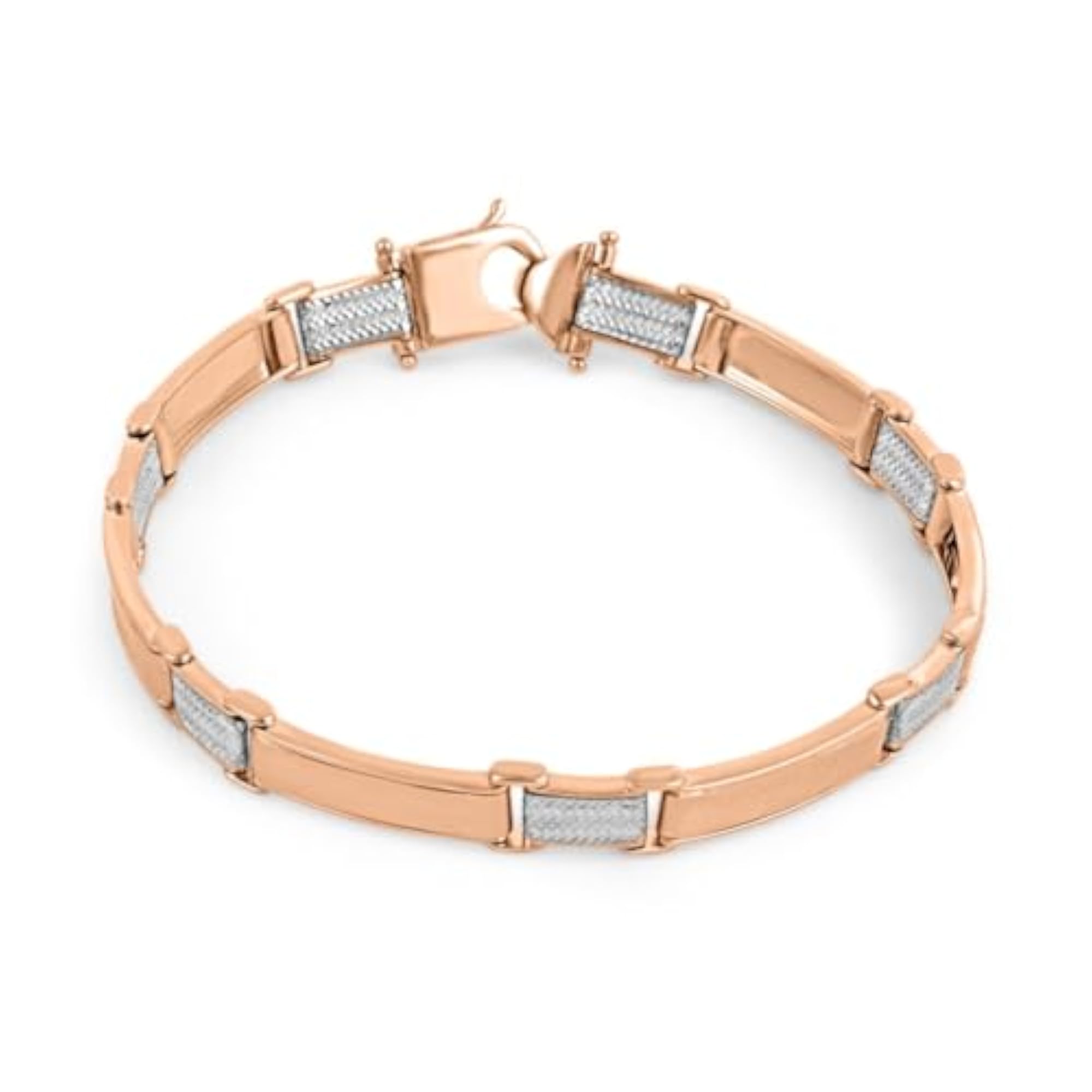 925 Sterling Silver Classic Rhodium & Rose Gold Plated Men's Bracelet